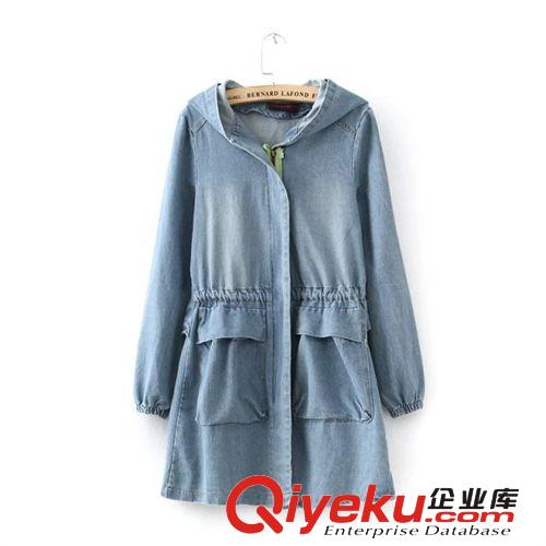 2014秋裝新款女式牛仔韓版收腰寬松中長款風(fēng)衣休閑牛仔上衣女