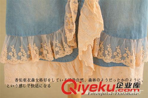 2014夏季新款 日系森女系小清新蕾絲不規(guī)則花邊牛仔馬甲背心