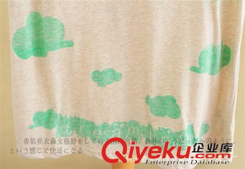 日系森女系女裝卡通線條人物印花超舒適短袖T恤女2014夏裝新款原始圖片3