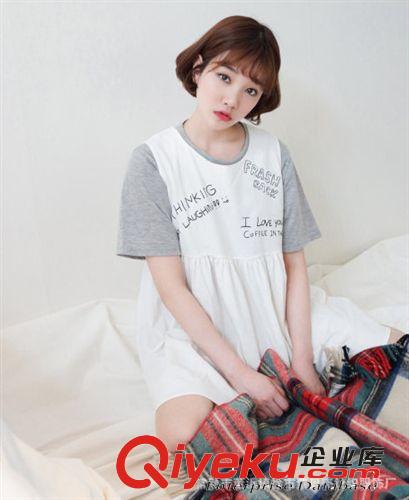 韓版夏季新款清新甜美字母涂鴉寬松無袖背心娃娃連衣裙女原始圖片2