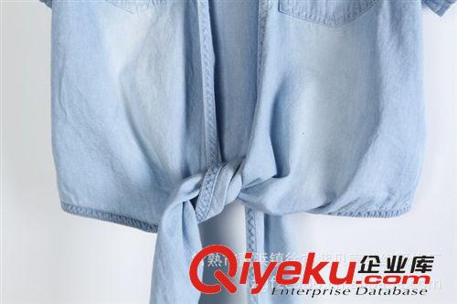 廠家直銷 vivi雜志款女短款牛仔打結襯小外套/牛仔打結 襯衫原始圖片3