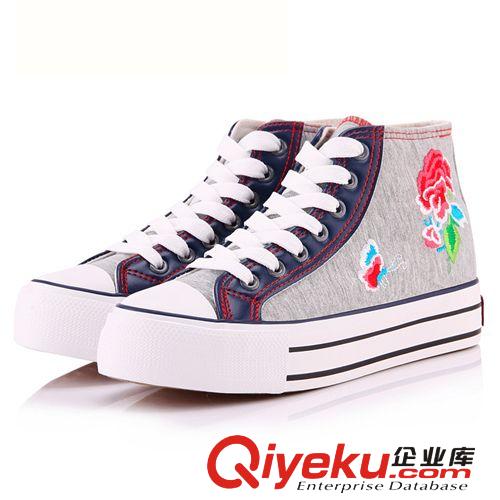 H1398 廠家批發 高幫帆布鞋 民族風鞋子 女鞋 厚底硫化鞋 休閑鞋原始圖片2