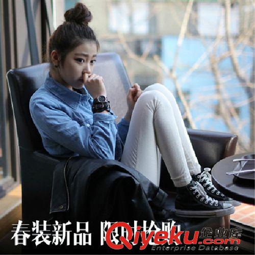 秋裝新款 韓國顯瘦緊身淺色白色小腳牛仔褲女鉛筆褲子潮原始圖片2