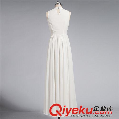 2014春夏新品 gd優(yōu)雅氣質(zhì)白色雪紡大擺連衣裙 拖地長(zhǎng)裙原始圖片2
