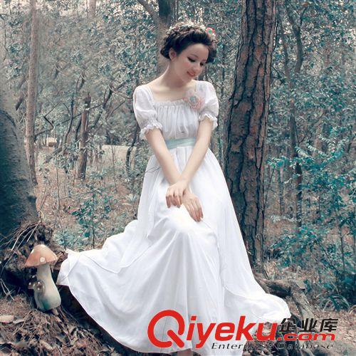 夏季新款甜美公主淑女長裙短袖雪紡名媛仙女連衣裙！原始圖片2