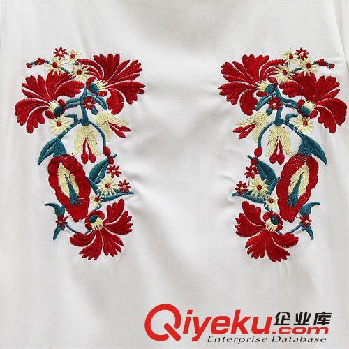 韓國(guó)春夏新款民族風(fēng)復(fù)古花朵刺繡短袖t恤女裝6845原始圖片3