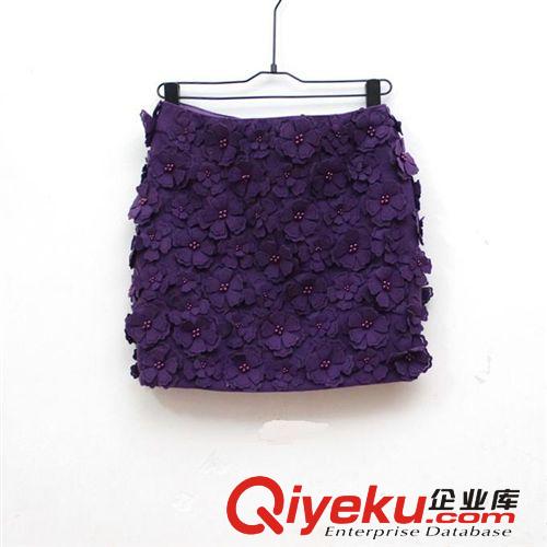 菁菁kak秀廠家直銷(xiāo)i立體釘花絕美精工珍珠水鉆嘴唇裙子短裙半身裙原始圖片2