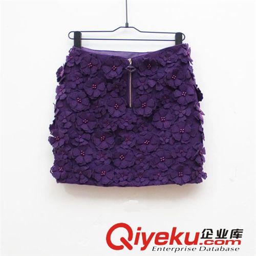 菁菁kak秀廠家直銷(xiāo)i立體釘花絕美精工珍珠水鉆嘴唇裙子短裙半身裙原始圖片3