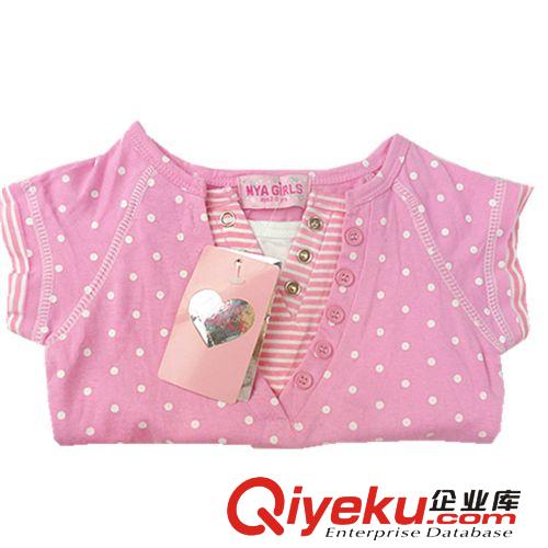 外貿(mào)原單MYA GIRLS 女童V字領(lǐng)波點(diǎn)休閑短袖T恤 兒童夏季短袖T恤原始圖片2