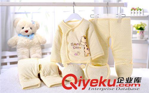 2014童裝秋款熱銷新生嬰兒冬裝棉服 寶寶棉衣五件套 純棉夾羽絨棉原始圖片2