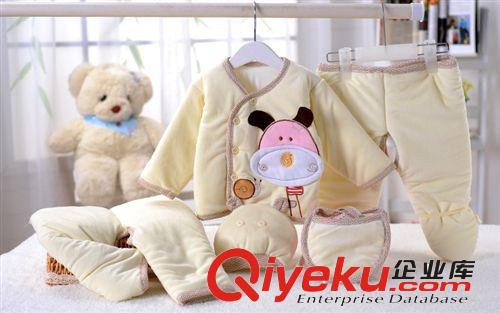 【滿包郵】嬰兒服飾新款嬰兒/新生兒冬裝棉服卡通寶寶棉衣五件套