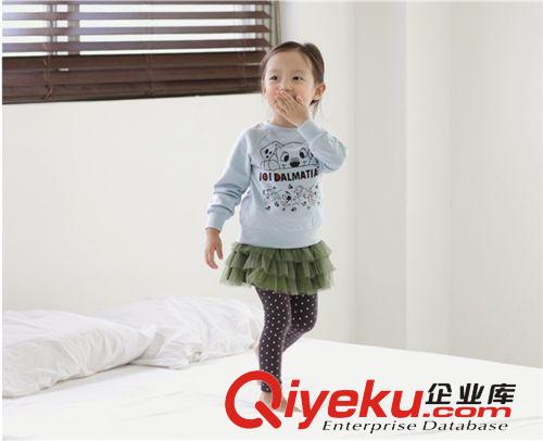 外貿韓版童裝批發 2014秋款女童拉架點點兒童打底休閑長褲原始圖片3