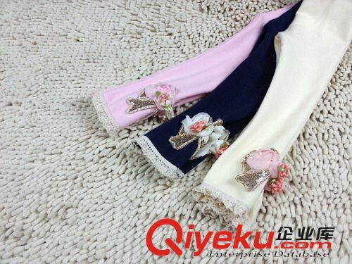 韓版童裝新款童褲 韓版新款兒童打底褲 繡花蕾絲女童打底褲爆款原始圖片3