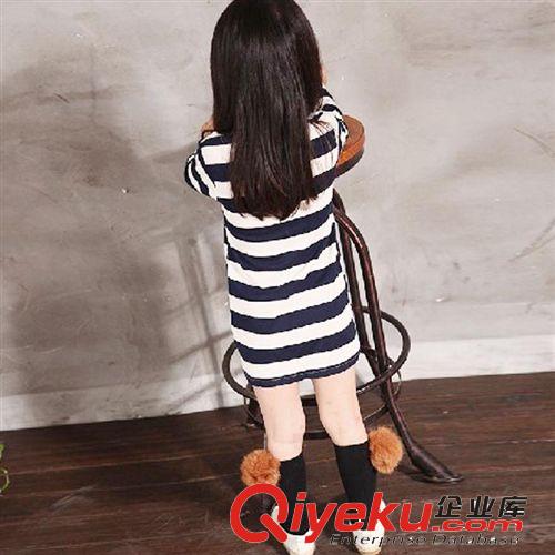 2014女童長袖連衣裙 女童秋季新款韓版卡通圖案條紋長袖連衣裙原始圖片3