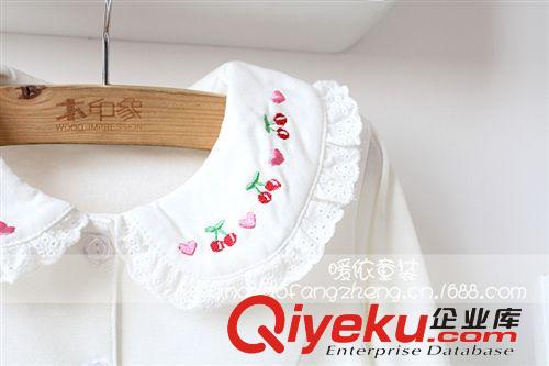 C606春季新款韓版外貿(mào)童裝 女童純棉簡約刺繡花邊娃娃領(lǐng)打底開衫