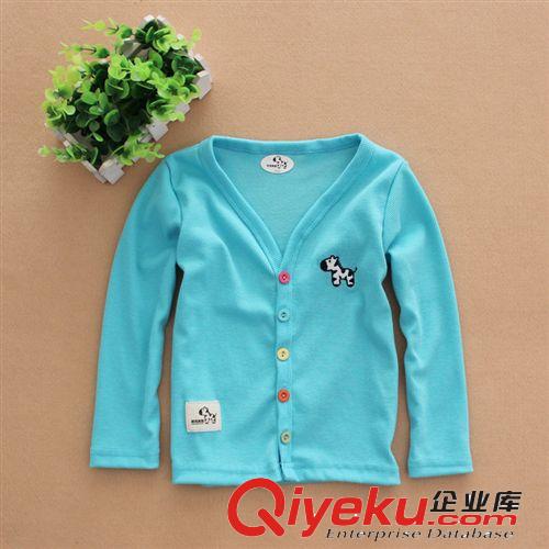 外貿(mào)童裝 韓版男女童純棉小馬刺繡外套 秋款新品V領糖果色童開衫原始圖片2