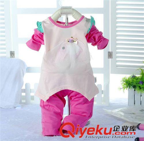 新款女童秋裝 童雨1655 小象兩件彈力套裝 嬰幼兒糖果色外出服原始圖片2