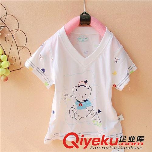 特價夏款夏裝嬰兒童裝嬰幼錦友竹纖維V領(lǐng)短袖T恤小背心寶寶背心原始圖片2