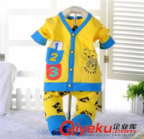 2014新款童秋裝123加斗毛圈彈力套裝 童套裝批發(fā) 彈力外出服套裝原始圖片2