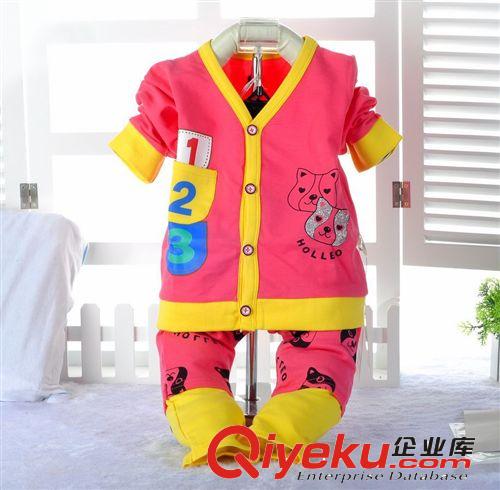 2014新款童秋裝123加斗毛圈彈力套裝 童套裝批發(fā) 彈力外出服套裝原始圖片3