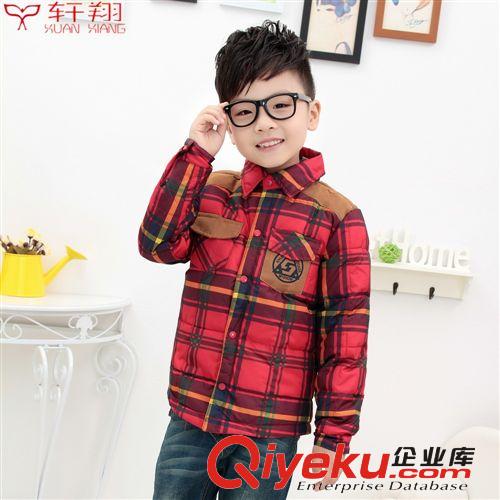 廠家新款外貿(mào)優(yōu)質(zhì)兒童襯衫領(lǐng)羽絨服批發(fā)格子休閑口袋羽絨服外套原始圖片2