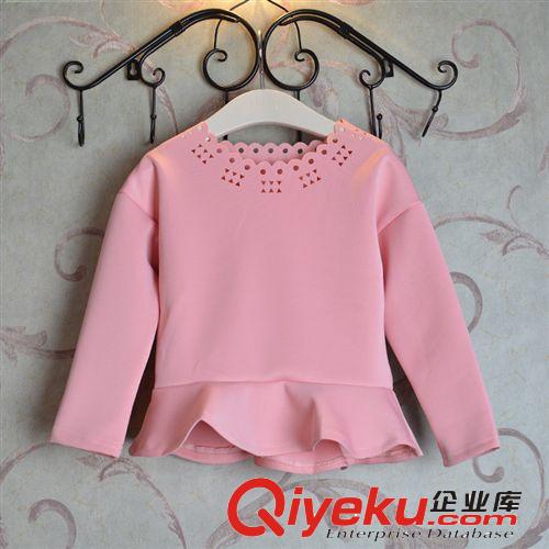 2014韓版童裝新款 兒童上衣女童荷葉邊長(zhǎng)袖T恤中小童秋裝批發(fā)