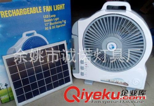tj新款太陽能充電風扇帶應急燈三合一USB充電式臺燈風扇6英寸