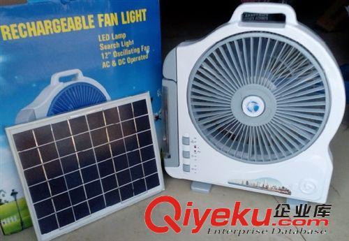 tj新款6英寸太陽能充電風扇帶應急燈三合一USB充電式臺燈風扇
