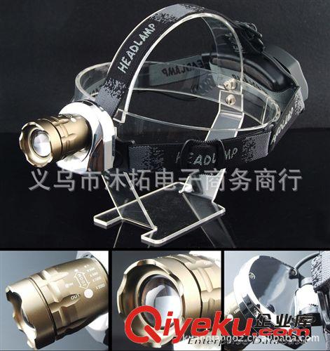 爆款801平頭2節18650CREEQ5伸縮調焦鋁合金強光頭燈白黃光原始圖片3