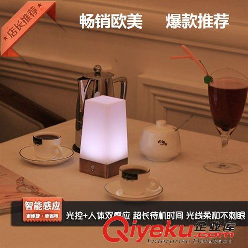 廠家直銷歐式復(fù)古方形底座臺(tái)燈 帶有人體光控雙感應(yīng)