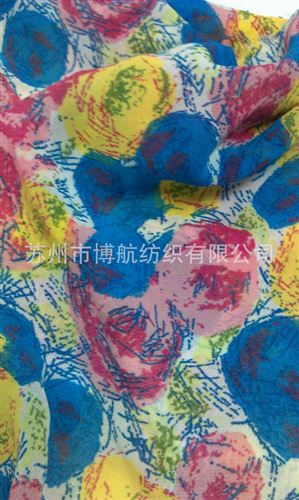仿真絲面料系列 75D高捻雪紡印花原始圖片3