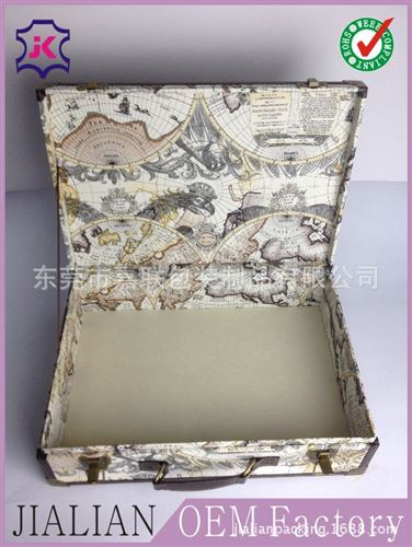 家居皮具產品（收納盒，儲物盒等） 手提式禮品翻蓋皮箱 皮質旅行復古皮箱訂做