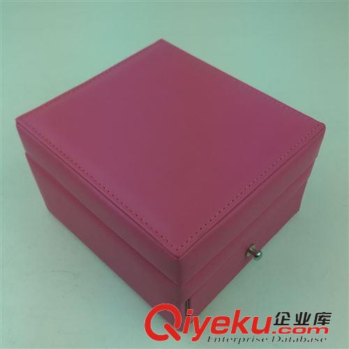 茶葉包裝盒|gd茶葉禮品包裝盒 東莞長安工廠粉紅色皮質翻蓋折疊式有鏡子抽屜的珠寶首飾盒訂做原始圖片3
