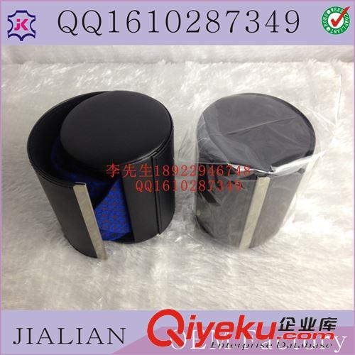 東莞塑膠手表盒|塑膠手表盒工廠 咖啡色塑膠胚圓型zp領(lǐng)帶盒 二層牛皮領(lǐng)帶包裝盒訂做工廠原始圖片2