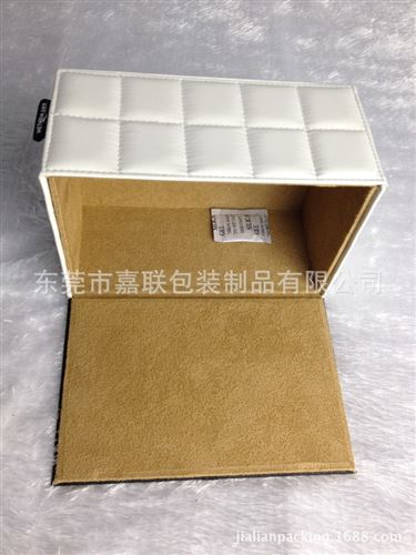 廚窗主推產品 白色方格款皮革紙巾盒 家居禮品抽紙盒 長方形紙巾盒訂做原始圖片2