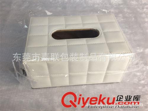 廚窗主推產品 白色方格款皮革紙巾盒 家居禮品抽紙盒 長方形紙巾盒訂做原始圖片3