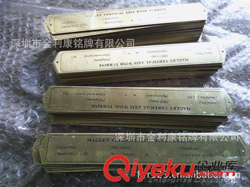 黃銅板標(biāo)牌 風(fēng)力發(fā)電黃銅板銘牌,發(fā)電機黃銅銘板,能源產(chǎn)品銅板標(biāo)牌,160*25MM原始圖片3