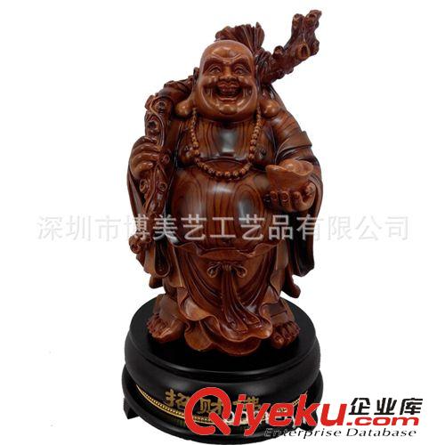 2014木纹新品 厂家批发供应招财佛树脂工艺品摆件 仿木家家居装饰摆件