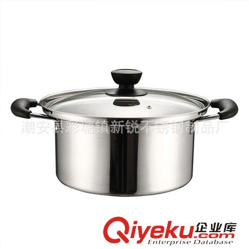 304產(chǎn)品 外貿(mào)禮品 新款 gd無(wú)磁不銹鋼304雙耳直角湯鍋 可LOGO