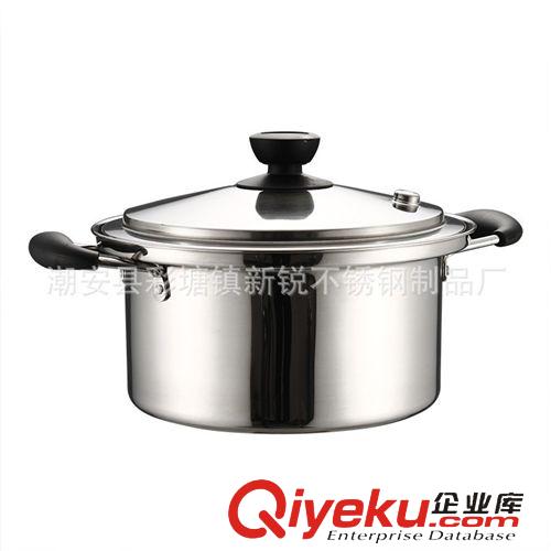 304產(chǎn)品 外貿(mào)禮品 新款 gd無(wú)磁不銹鋼304雙耳直角湯鍋 可LOGO