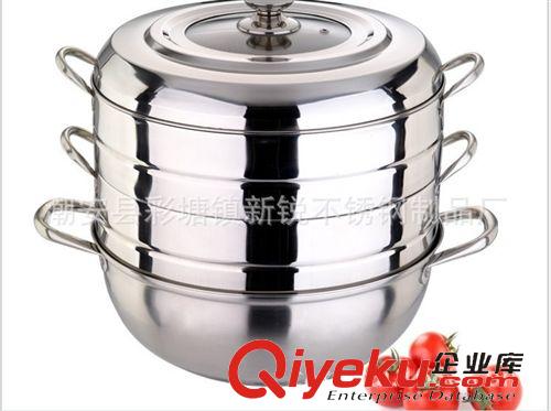 湯鍋系列 無磁不銹鋼多功能節能蒸炒鍋 復底加厚加壓紋34CM  廚房用品銳友原始圖片2