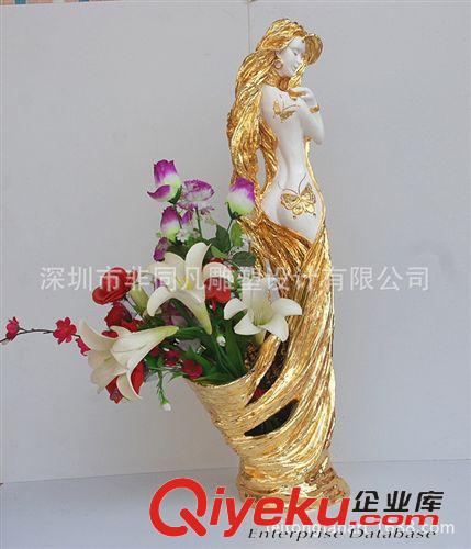 花插，花瓶，花器 美女花插 樹(shù)脂電鍍工藝品 室內(nèi)裝飾品  工程軟裝 gd家居飾品原始圖片2