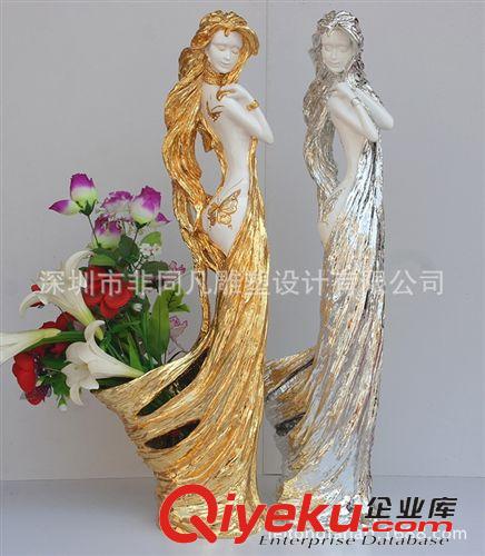 花插，花瓶，花器 美女花插 樹(shù)脂電鍍工藝品 室內(nèi)裝飾品  工程軟裝 gd家居飾品原始圖片3