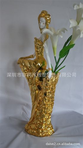 花插，花瓶，花器 美女花插 樹脂電鍍工藝品 酒店KTV用品  工程軟裝 gd家居飾品