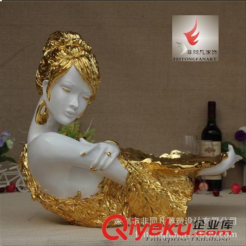 果盤 廠家批發(fā)創(chuàng)意酒店會所KTV歐式美女果盤家居飾品樹脂工藝禮品擺件原始圖片2