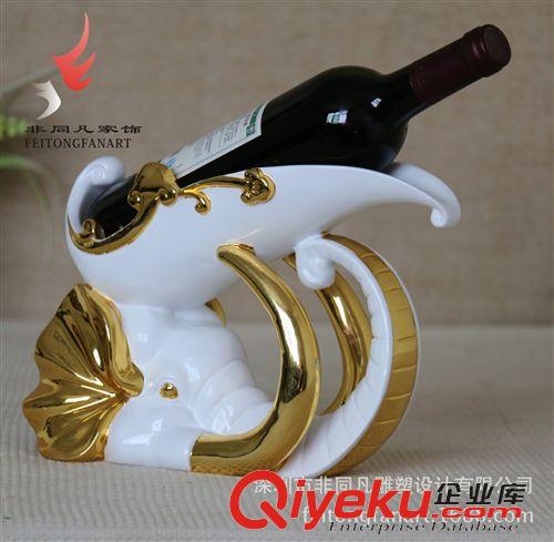 酒架 批發(fā)歐式創(chuàng)意禮品大象頭紅酒架樹脂擺件家居飾品樹脂工藝品