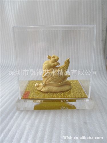 絨沙金工藝品 供應(yīng)絨沙金 工藝品 生肖禮品 黃金擺件 碩果金猴