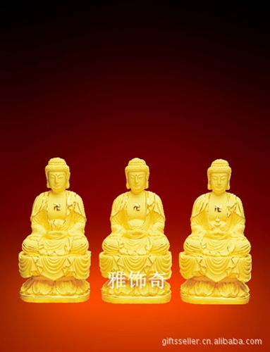 佛像擺件 絨沙金禮品|四方三圣|佛教用品|黃金擺件|黃金工藝品|佛像擺件原始圖片2