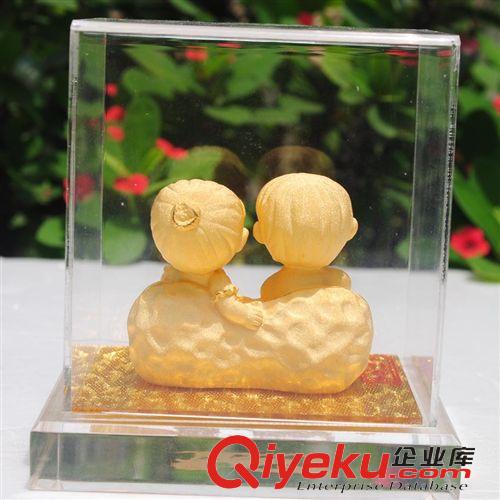 喜慶婚慶 gd絨沙金婚慶用品早生貴子送朋友結(jié)婚新婚禮物黃金工藝品擺件原始圖片3
