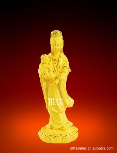 喜慶婚慶 創(chuàng)意送朋友絨沙金送子觀音gd黃金佛像禮品結(jié)婚禮物實(shí)用家居擺件原始圖片3